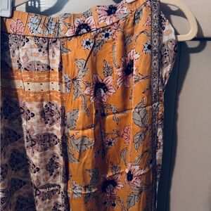 Mango Wide Leg Pants with Floral and Stripe Design